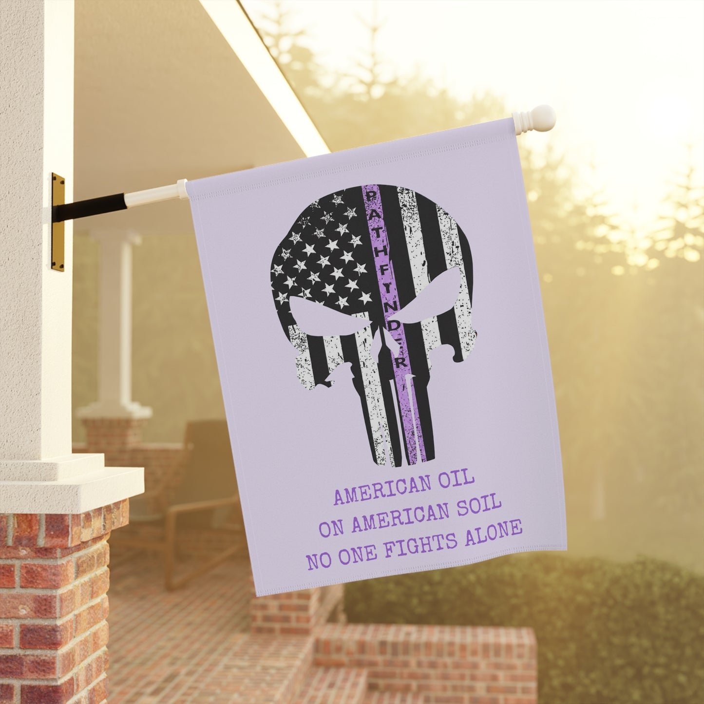 Garden Flag: Cancer Fundraiser "American Oil on American Soil, No One Fights Alone"