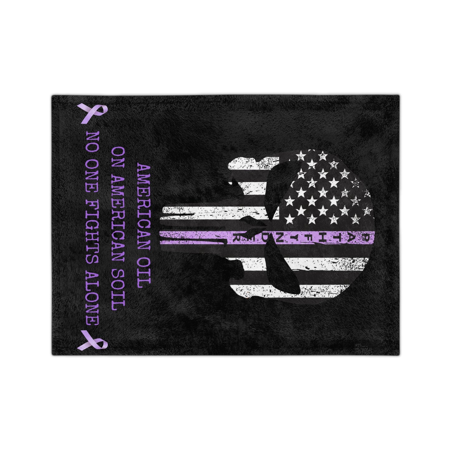 Velveteen Blanket — "American Oil on American Soil" Purple Ribbon Support Throw