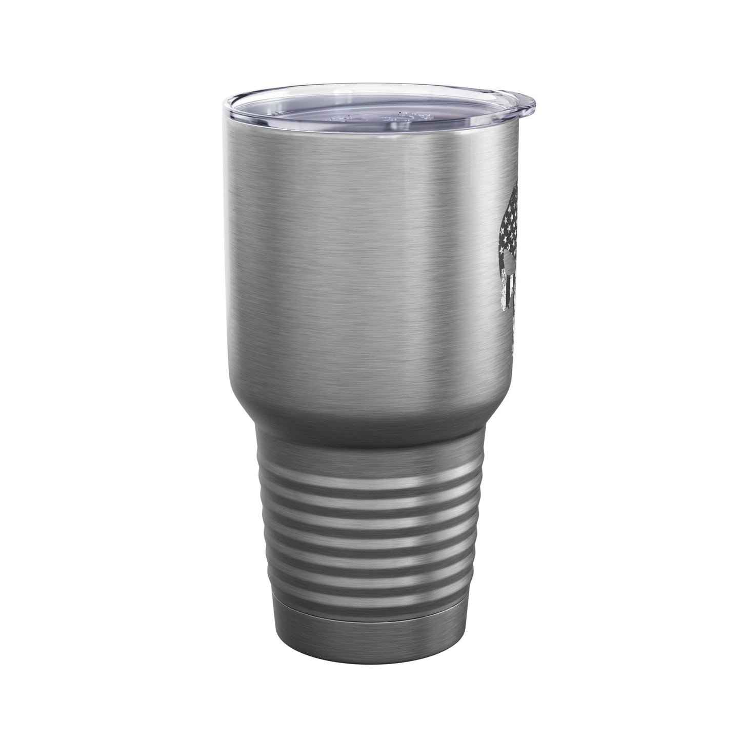 30oz Tumbler — Punisher Skull with Thin Purple Line American Flag