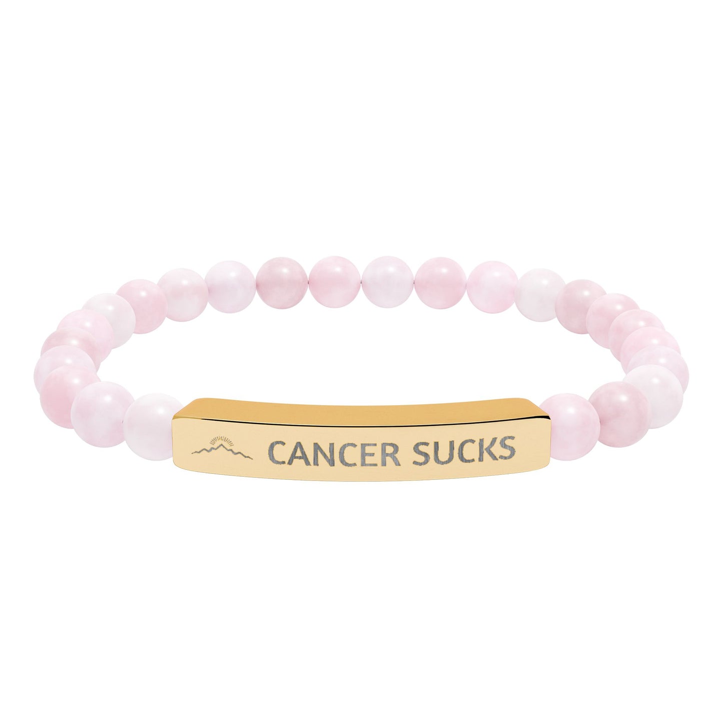 Cancer Sucks Engraved Stone Stretch Bracelet — Beaded Support Bracelet