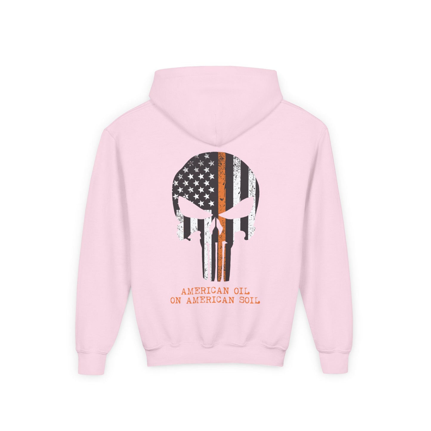 Youth Hoodie — American Oil Skull Flag Design ("American Oil on American Soil")