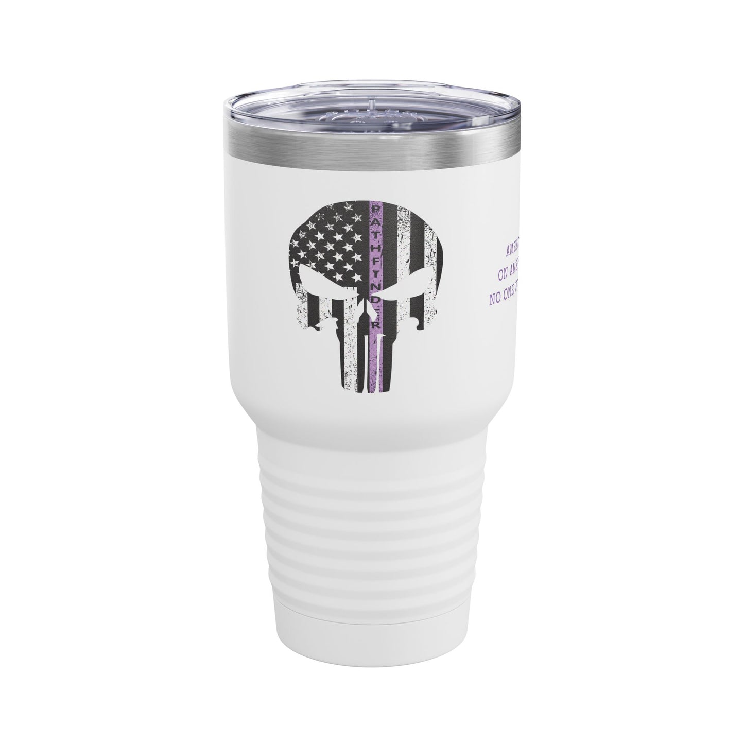 30oz Tumbler — Punisher Skull with Thin Purple Line American Flag