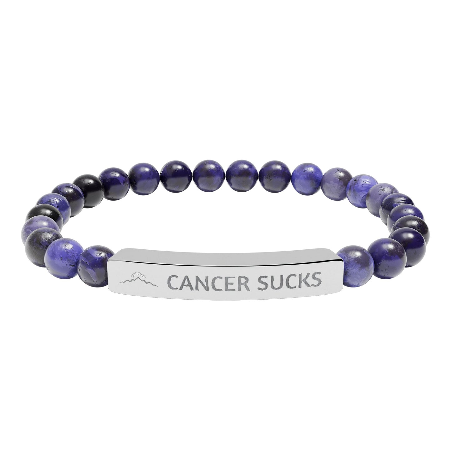 Cancer Sucks Engraved Stone Stretch Bracelet — Beaded Support Bracelet