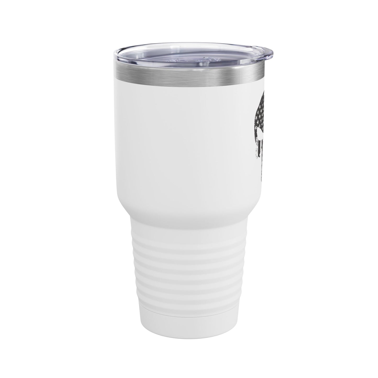 30oz Tumbler — Punisher Skull with Thin Purple Line American Flag