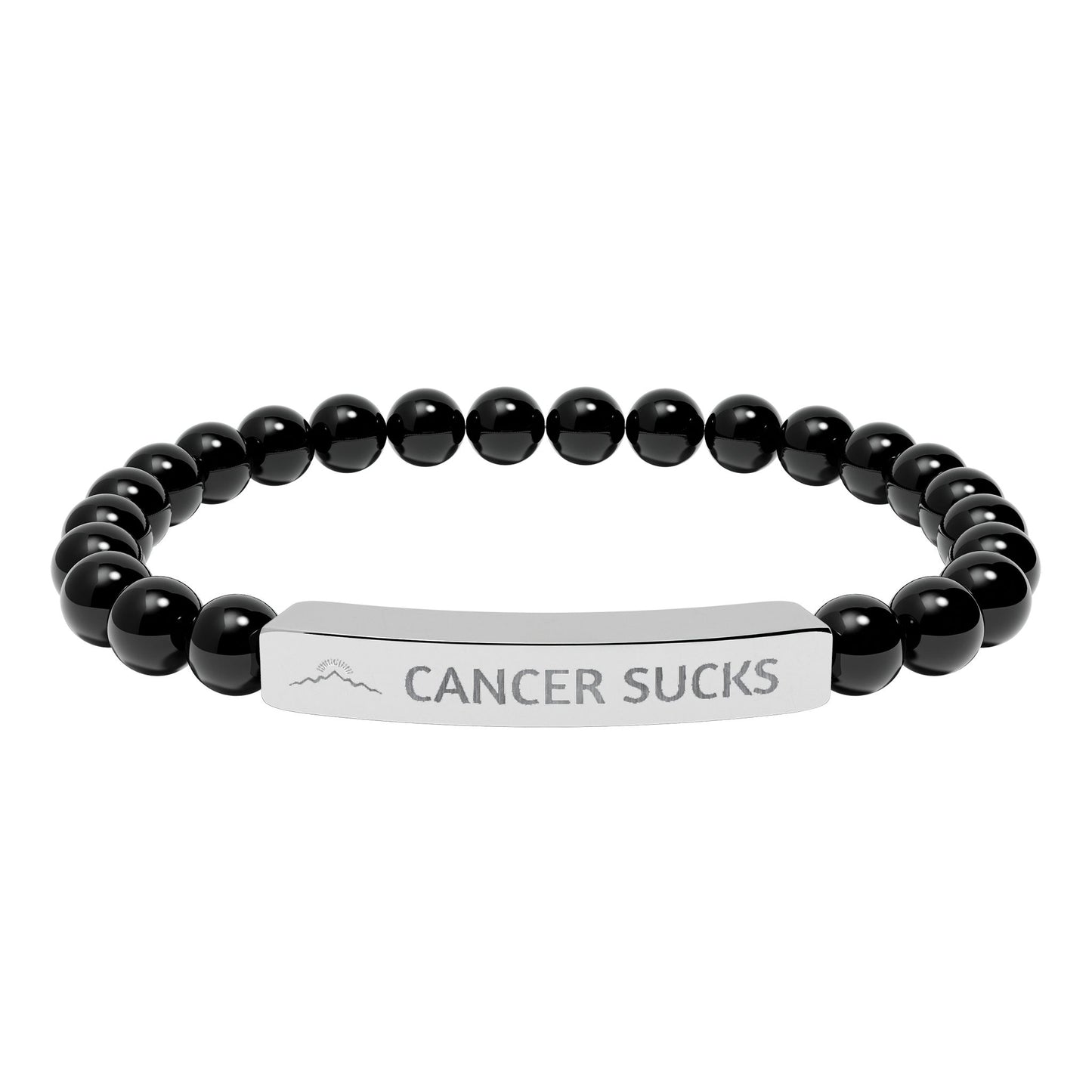 Cancer Sucks Engraved Stone Stretch Bracelet — Beaded Support Bracelet