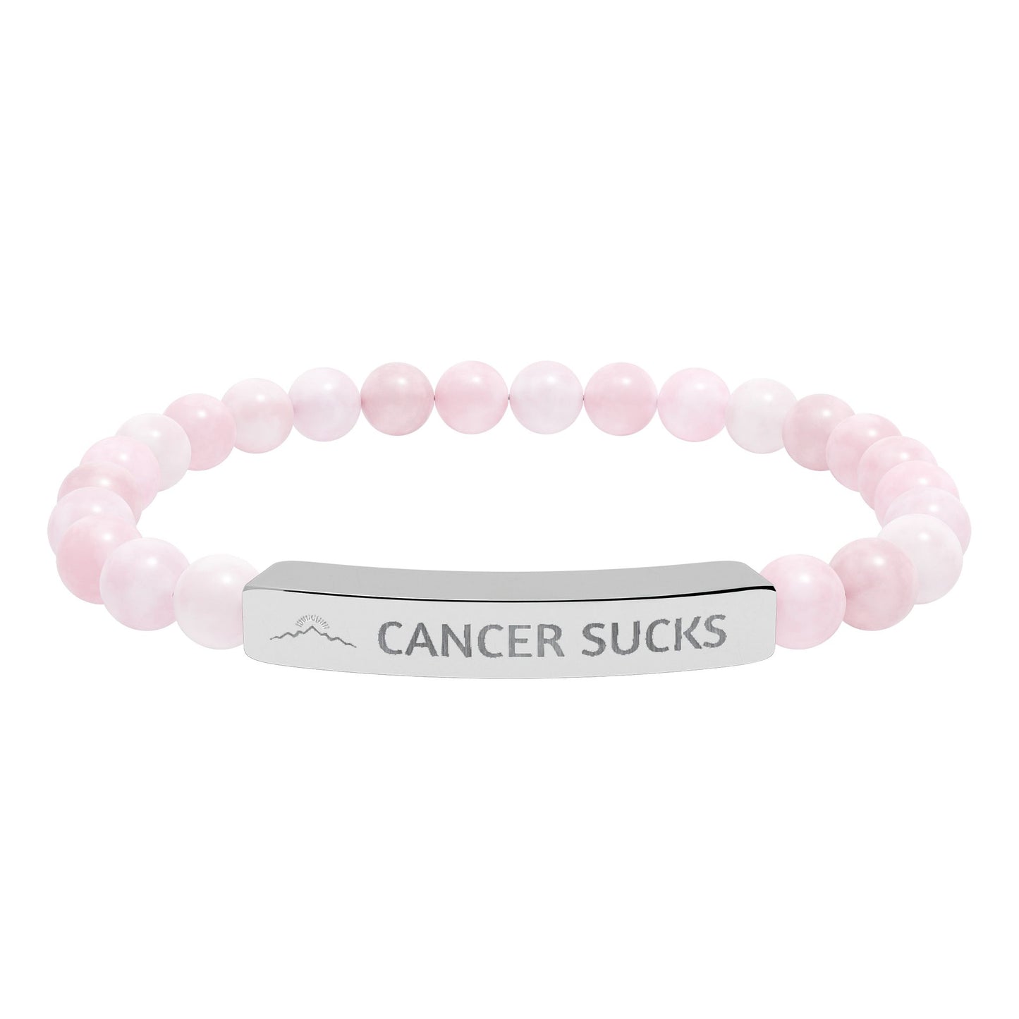 Cancer Sucks Engraved Stone Stretch Bracelet — Beaded Support Bracelet
