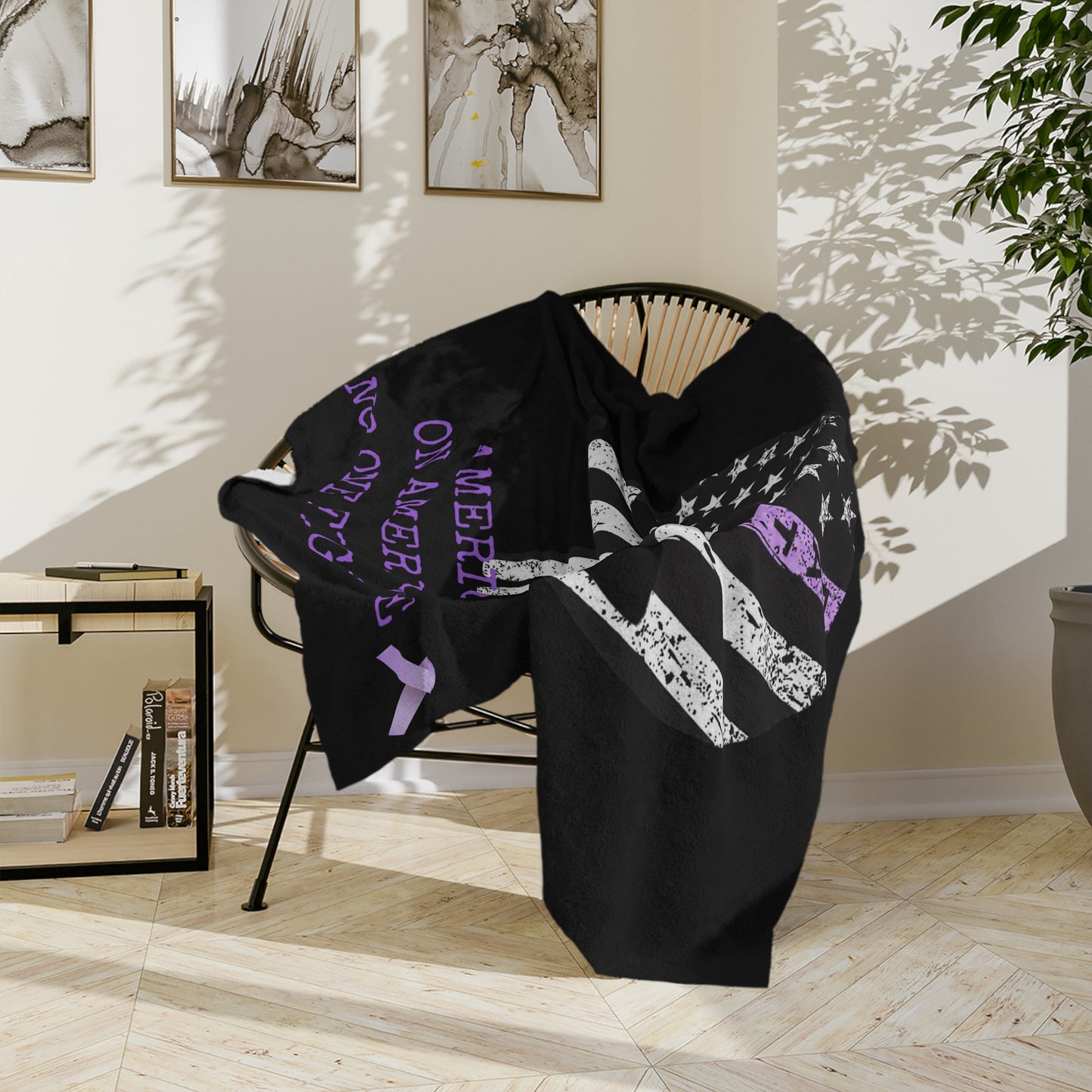 Velveteen Blanket — "American Oil on American Soil" Purple Ribbon Support Throw