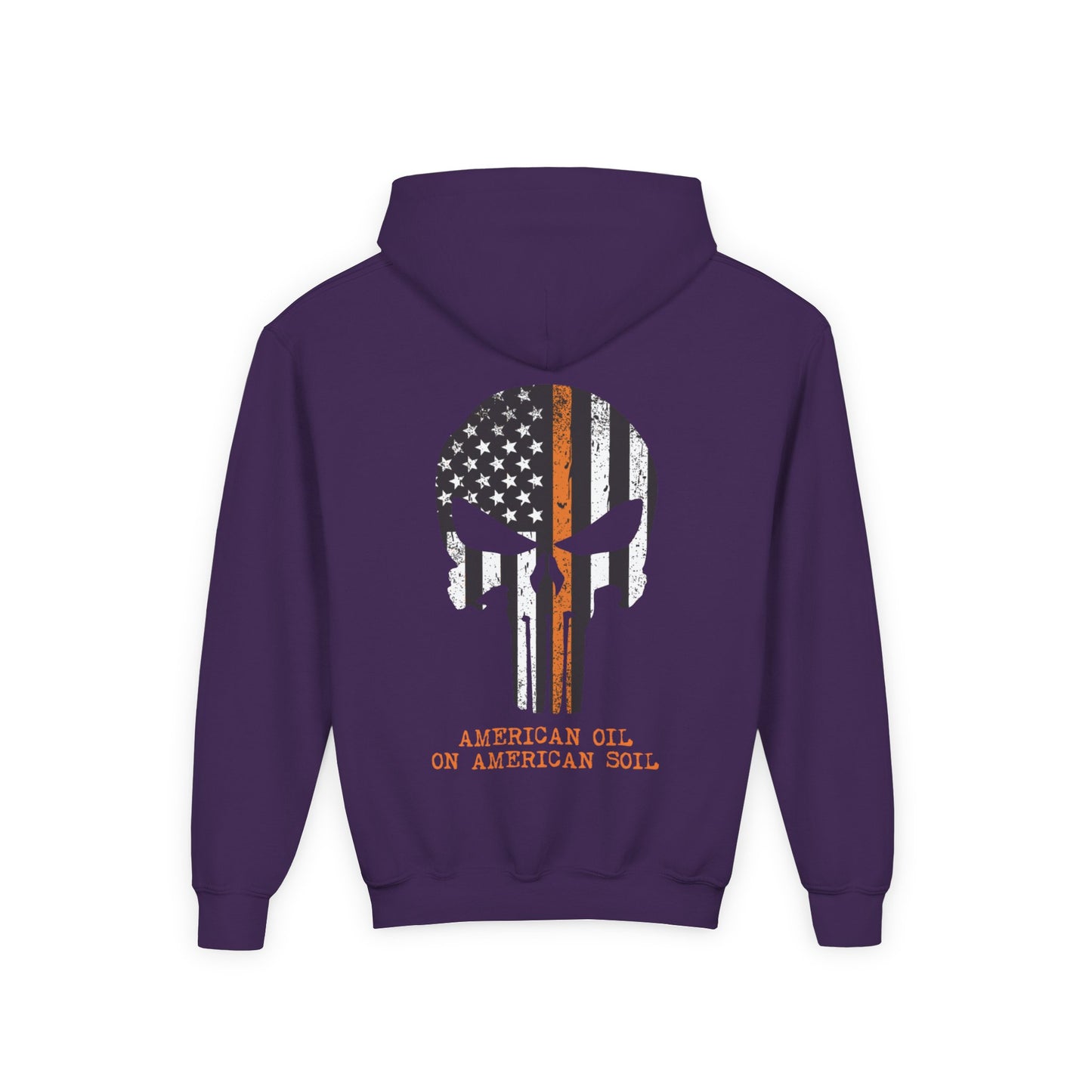 Youth Hoodie — American Oil Skull Flag Design ("American Oil on American Soil")