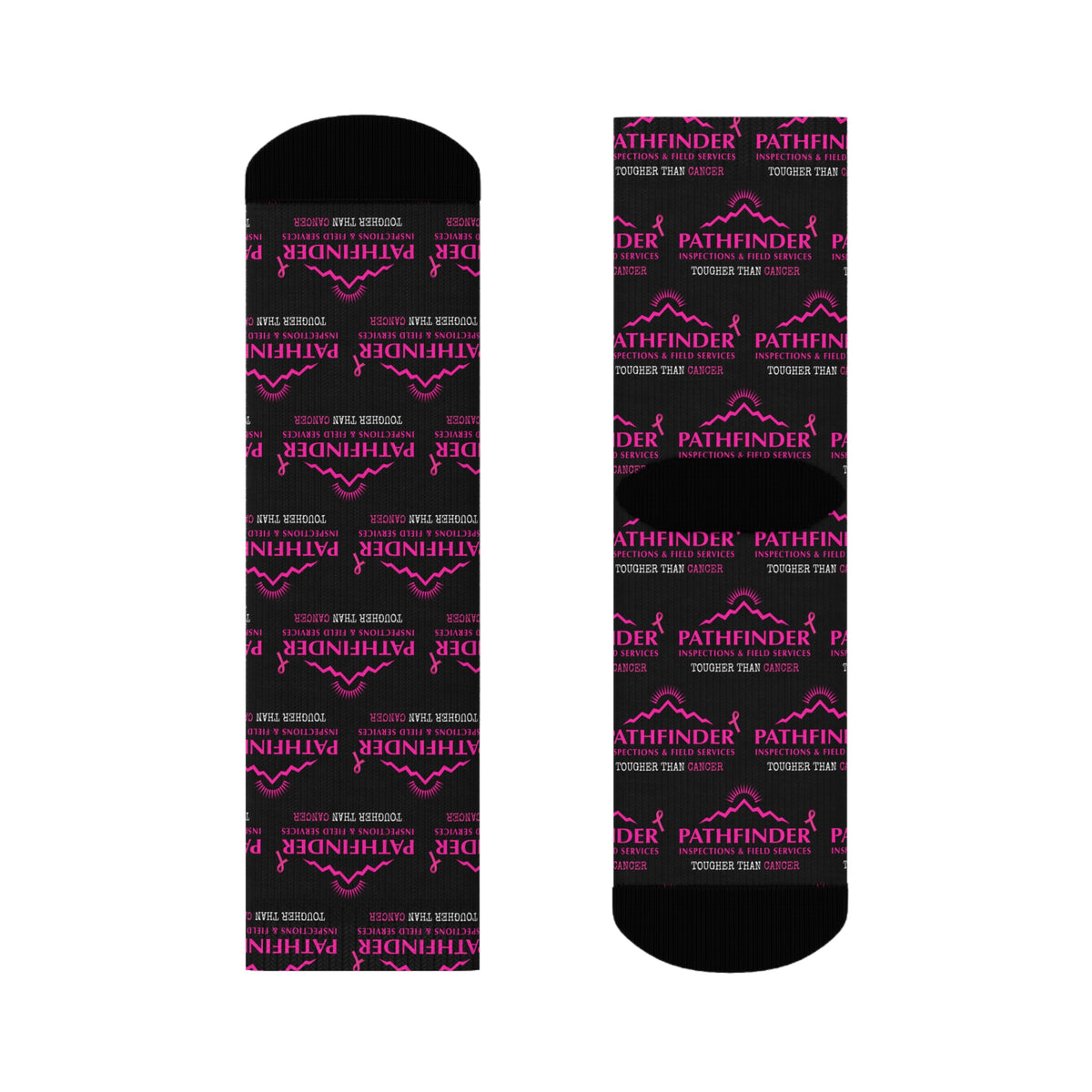Pathfinder Logo Crew Socks — Black & Pink Branded Athletic Socks