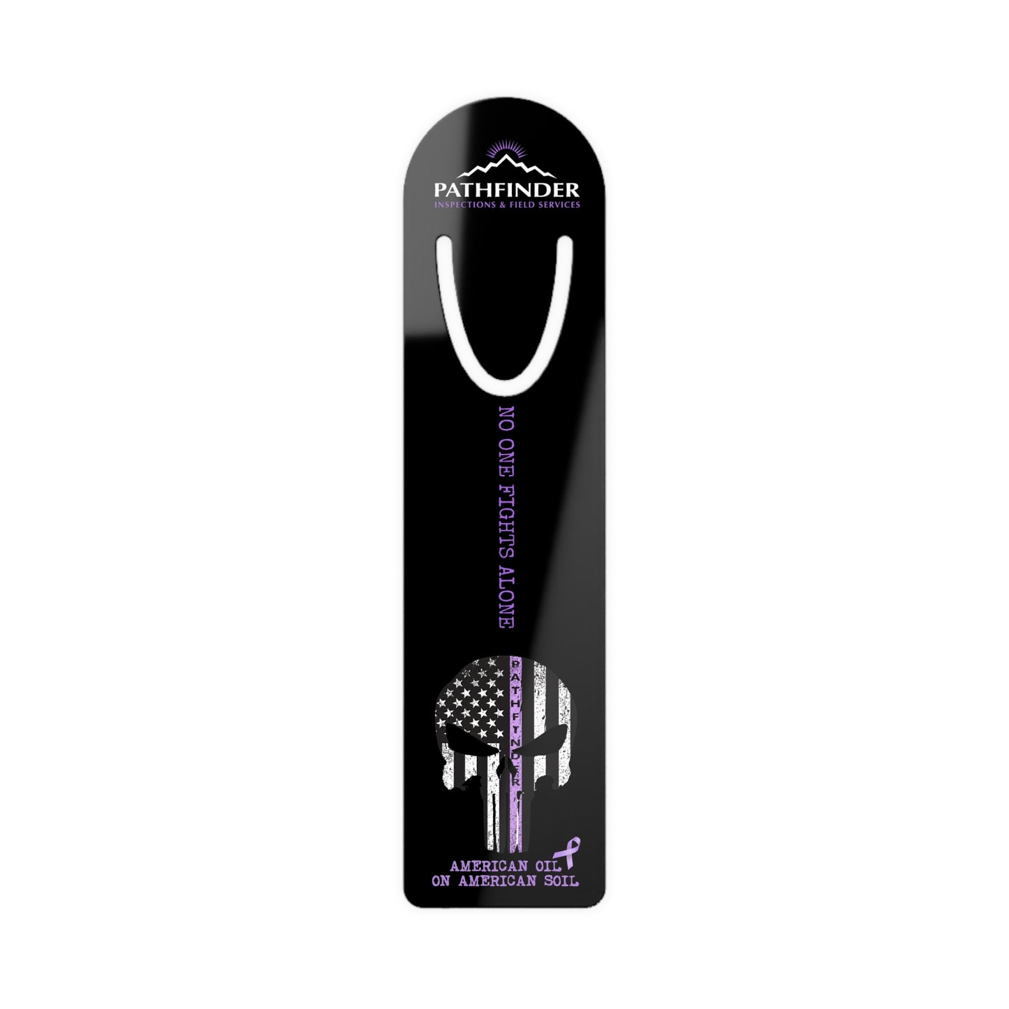 Thin Purple Line Flag Bookmark – 'No One Fights Alone' Metal Bookmarker for Cancer Awareness & Support