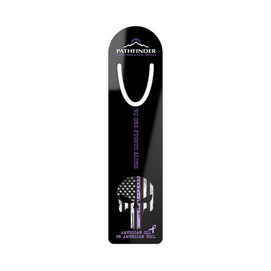 Thin Purple Line Flag Bookmark – 'No One Fights Alone' Metal Bookmarker for Cancer Awareness & Support