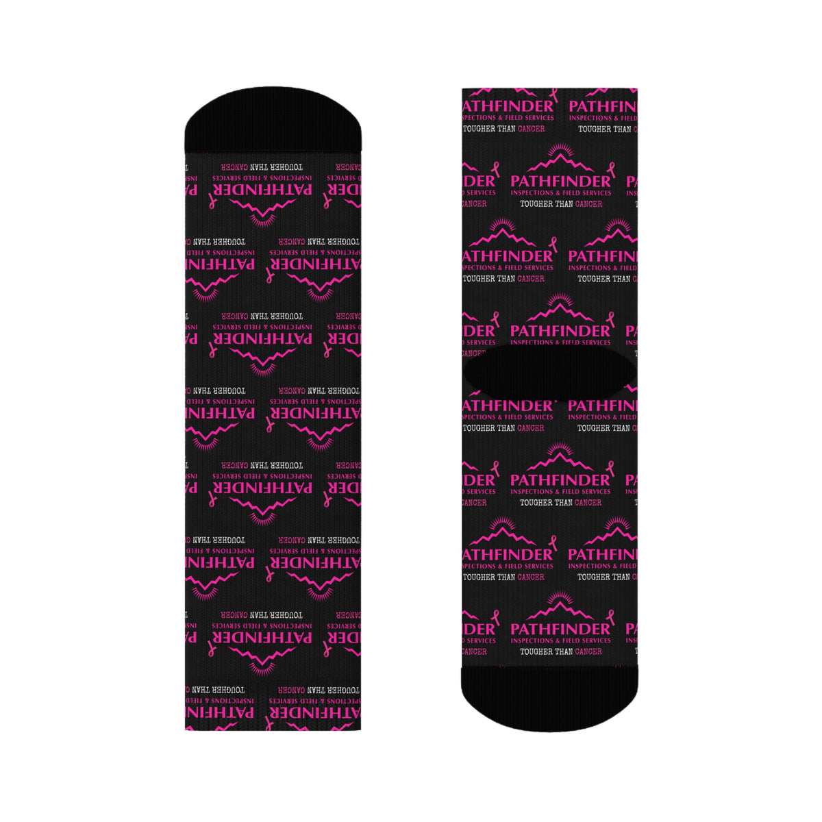Pathfinder Logo Crew Socks — Black & Pink Branded Athletic Socks