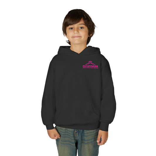Youth Hoodie - 'American Girl, American Soil' Pink Ribbon Patriotic Skull Breast Cancer Awareness