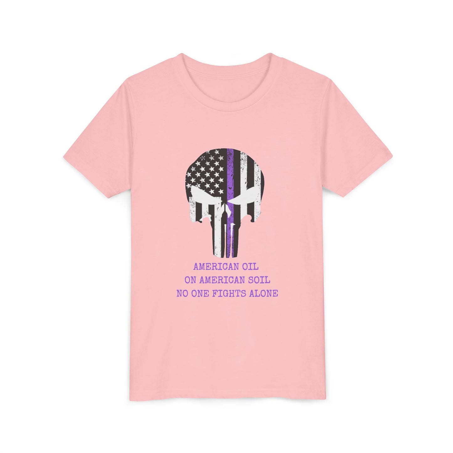 Youth Tee — Thin Purple Line Punisher Flag "No One Fights Alone"