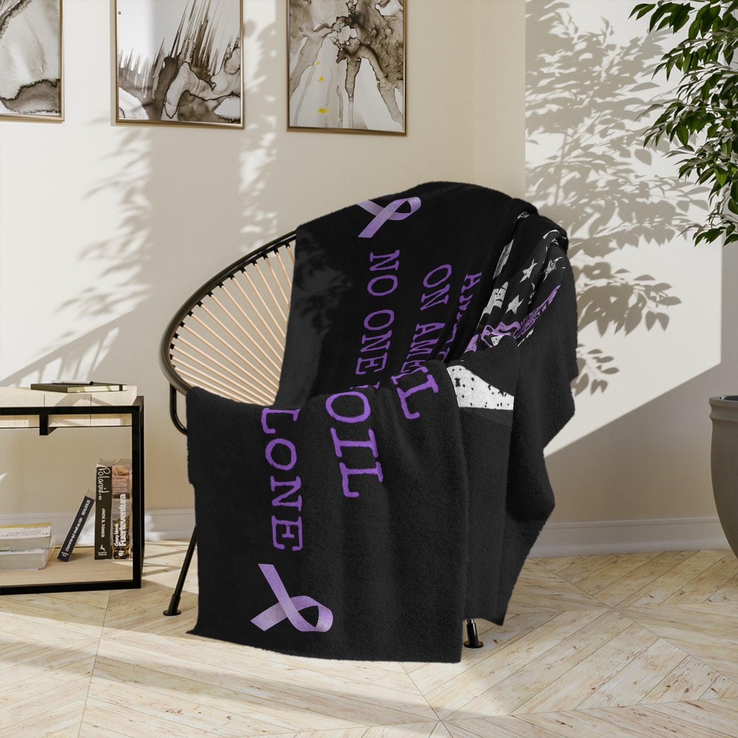 Velveteen Blanket — "American Oil on American Soil" Purple Ribbon Support Throw