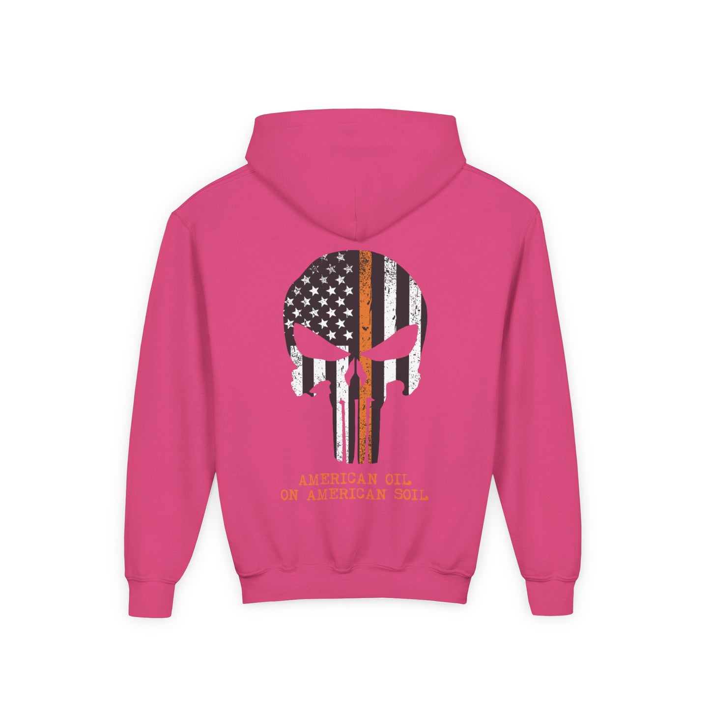 Youth Hoodie — American Oil Skull Flag Design ("American Oil on American Soil")