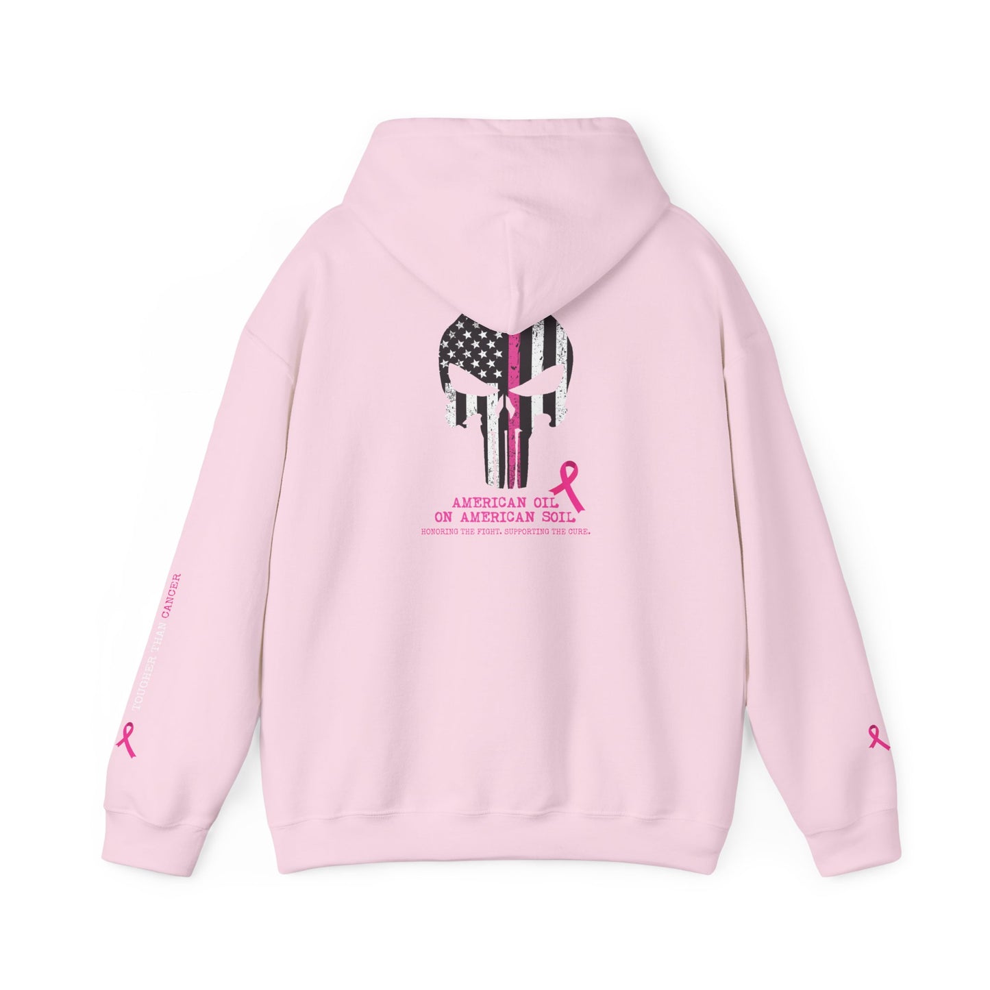 Breast Cancer Awareness Punisher Hoodie — American Flag Ribbon Support Sweatshirt