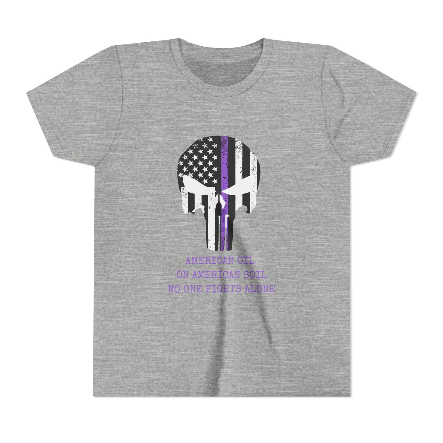 Youth Tee — Thin Purple Line Punisher Flag "No One Fights Alone"
