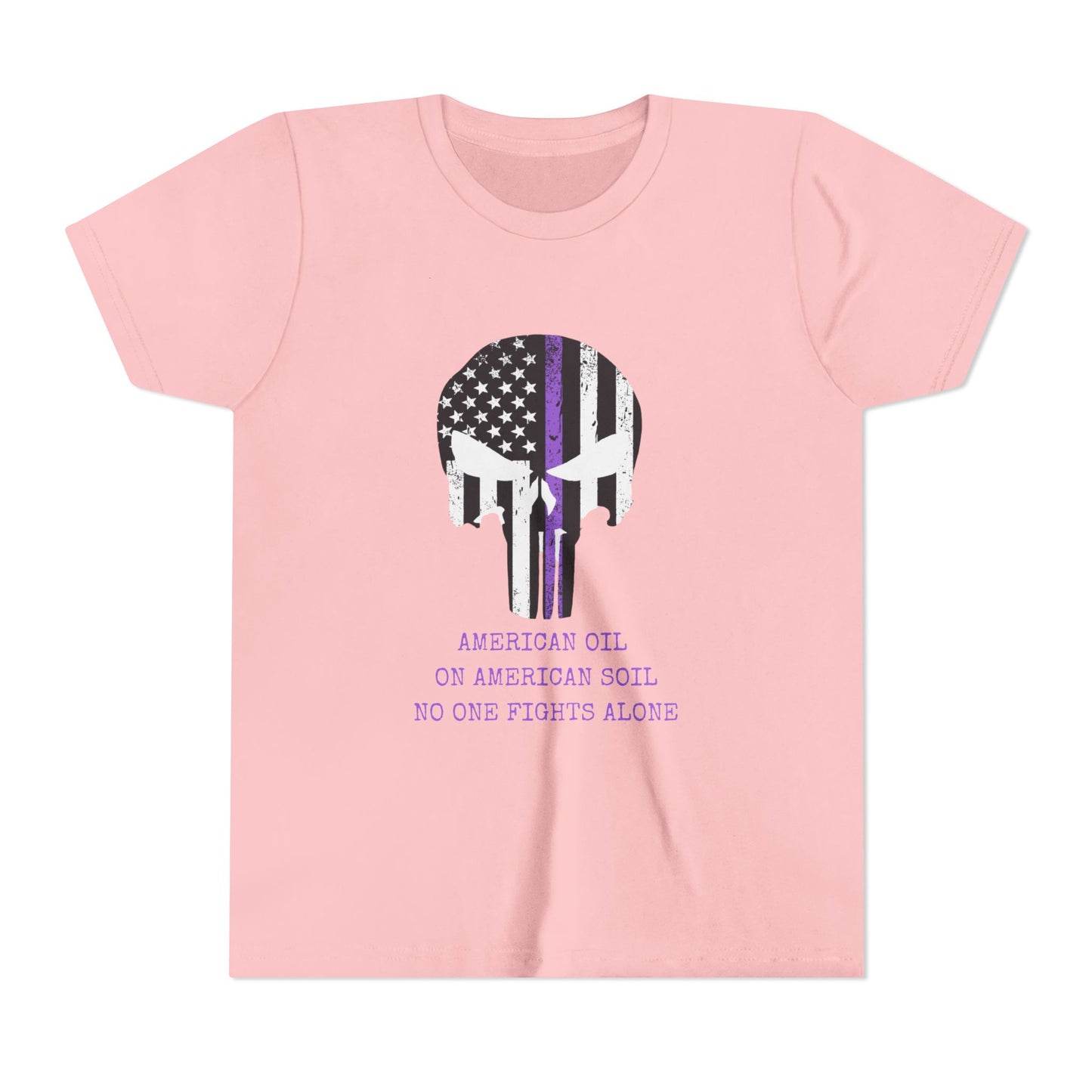 Youth Tee — Thin Purple Line Punisher Flag "No One Fights Alone"