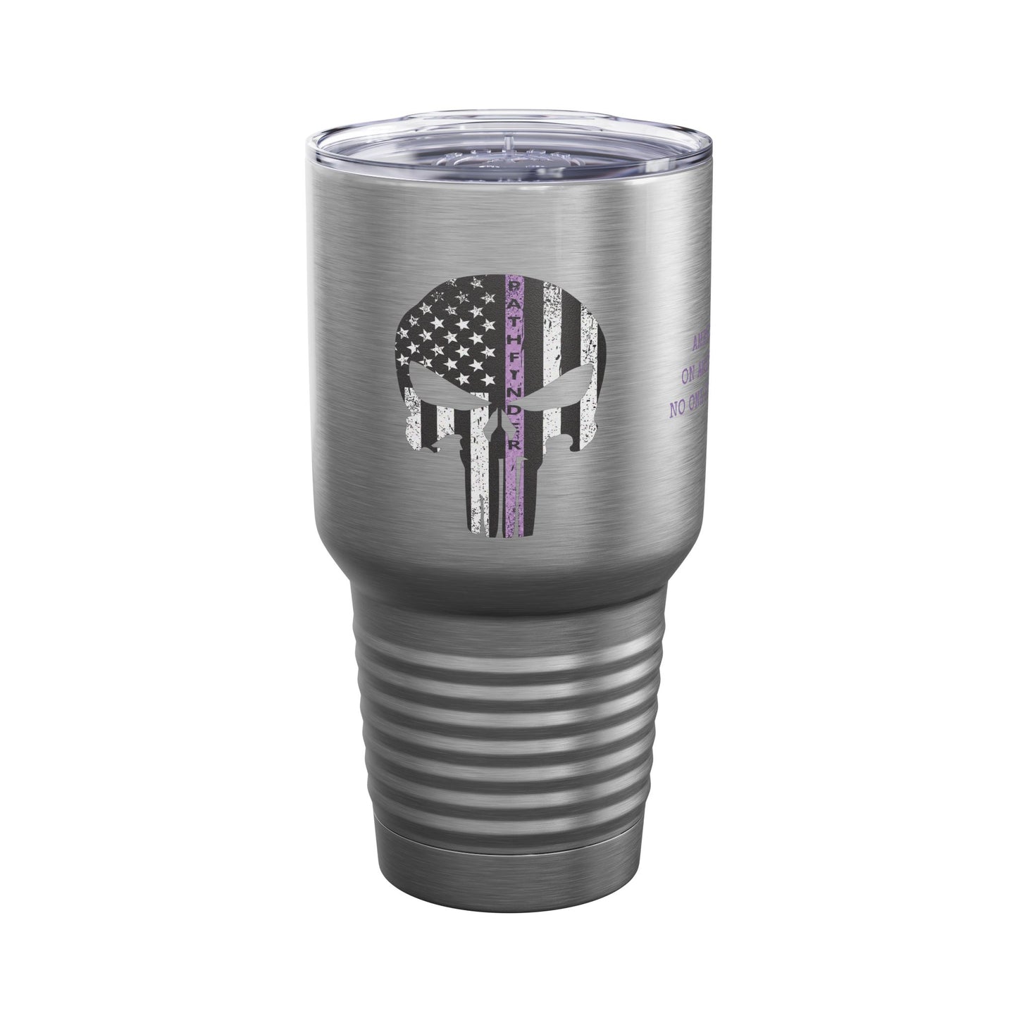 30oz Tumbler — Punisher Skull with Thin Purple Line American Flag