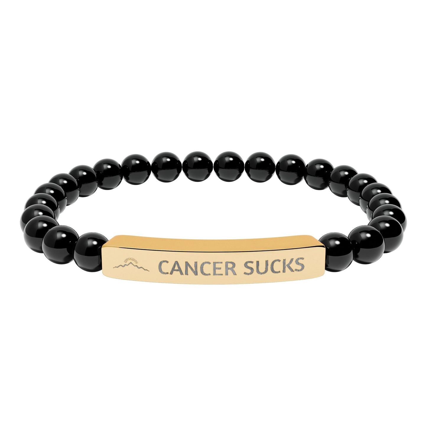 Cancer Sucks Engraved Stone Stretch Bracelet — Beaded Support Bracelet