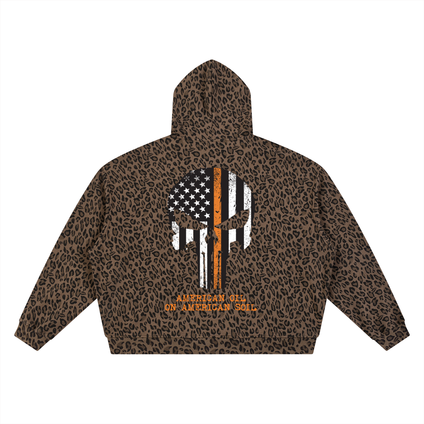 Unisex Leopard Print Waffle Full Zip Hoodie