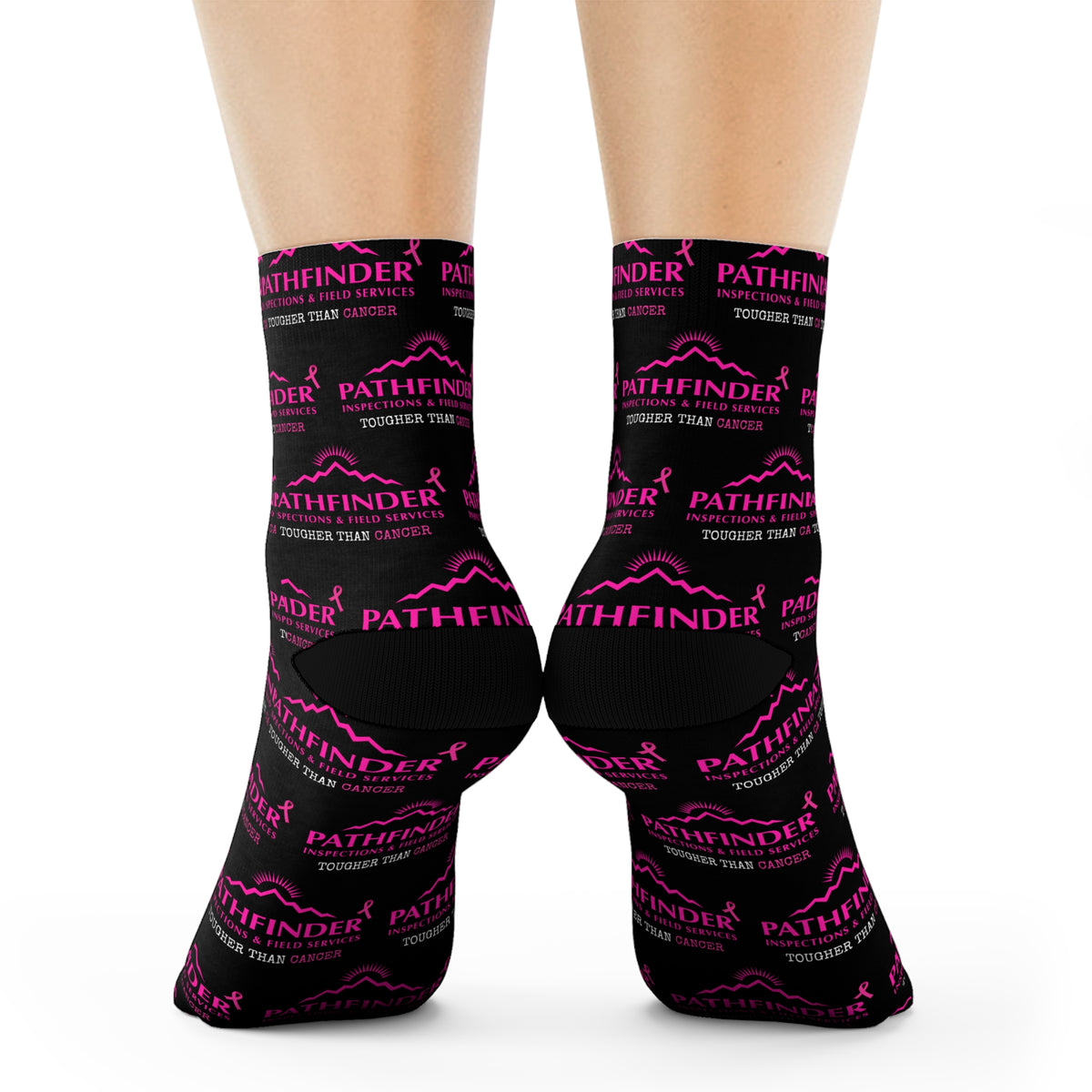 Pathfinder Logo Crew Socks — Black & Pink Branded Athletic Socks