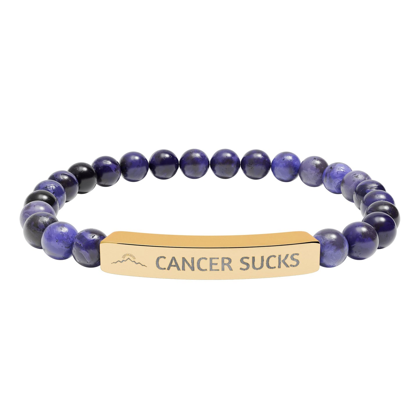 Cancer Sucks Engraved Stone Stretch Bracelet — Beaded Support Bracelet