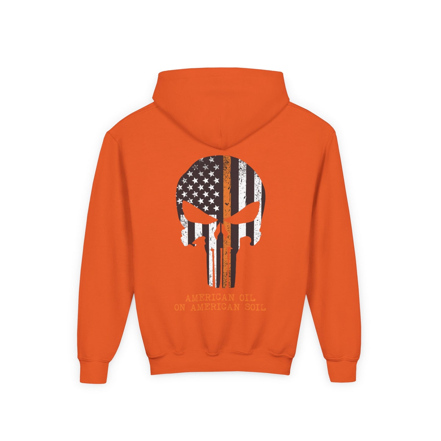 Youth Hoodie — American Oil Skull Flag Design ("American Oil on American Soil")