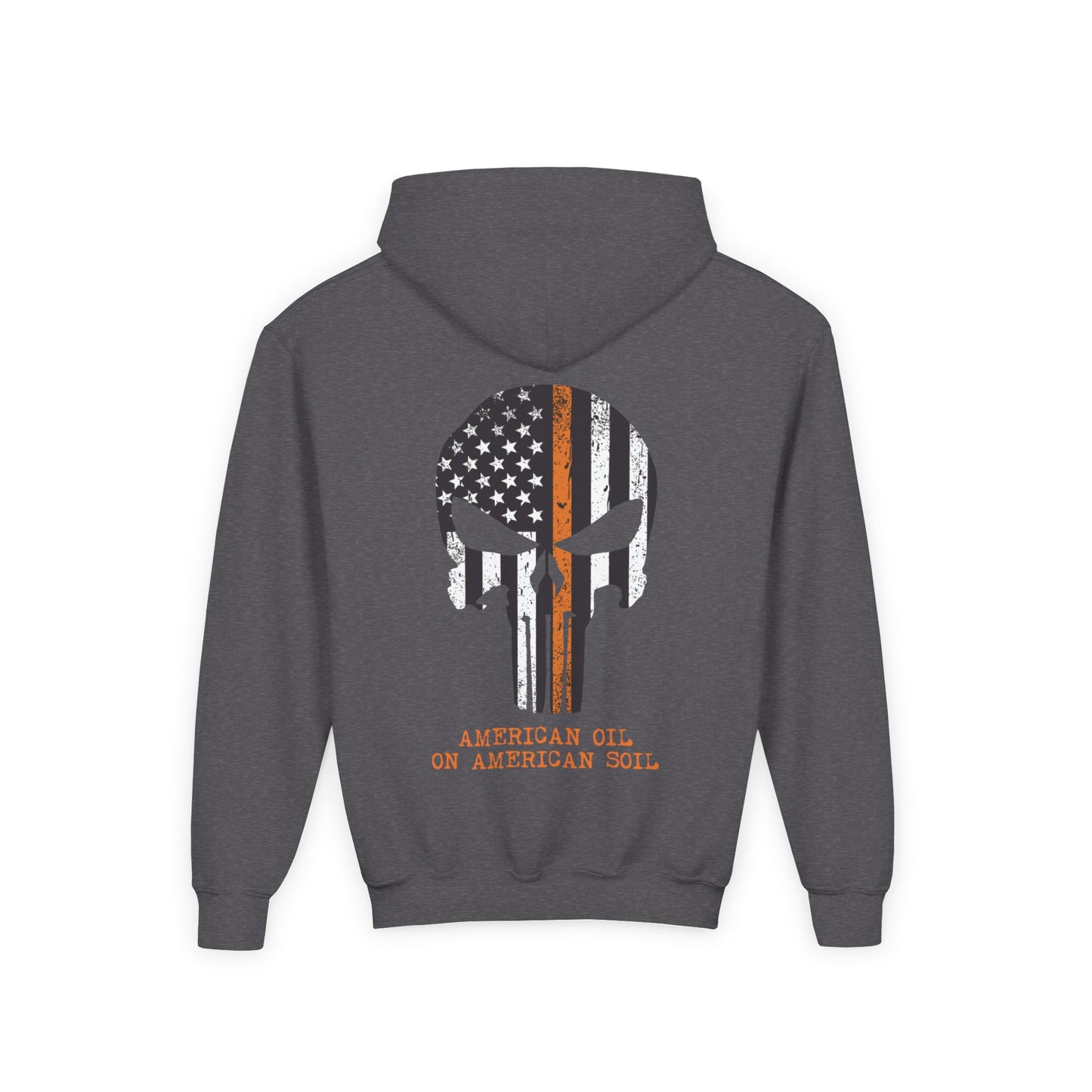 Youth Hoodie — American Oil Skull Flag Design ("American Oil on American Soil")